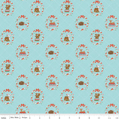 Whimsical Woodland Aqua Animals Yardage by Tasha Noel for Riley Blake Designs