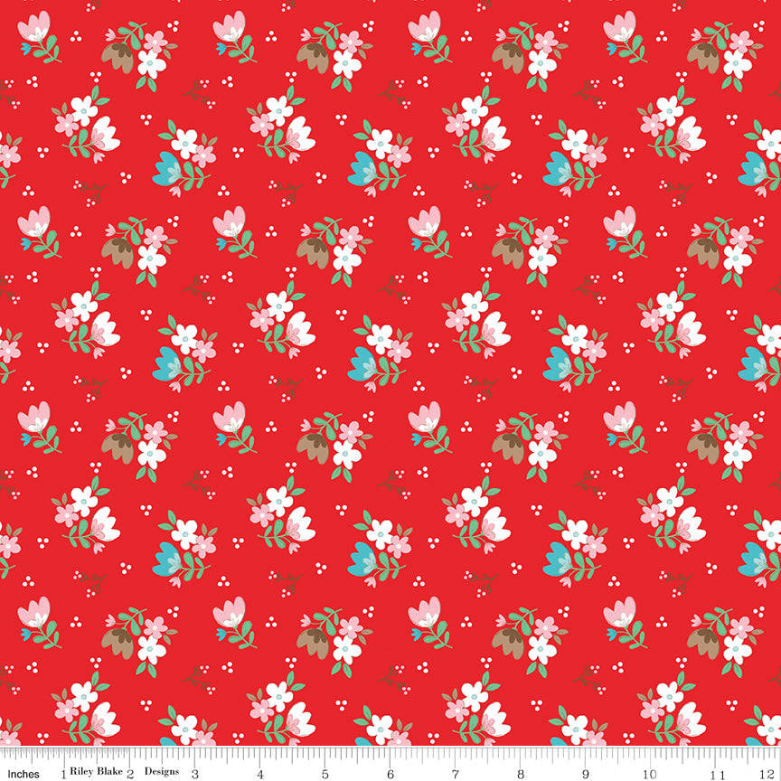 Whimsical Woodland Red Floral Yardage by Tasha Noel for Riley Blake Designs