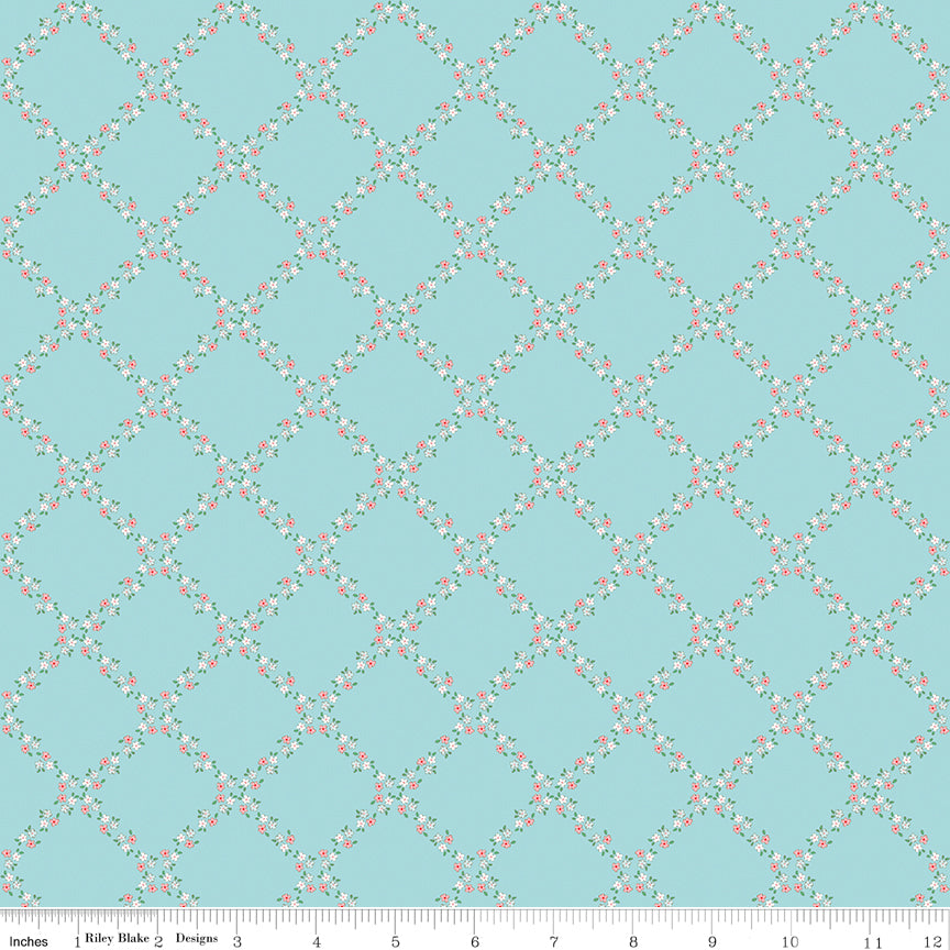 Whimsical Woodland Aqua Lattice Yardage by Tasha Noel for Riley Blake Designs