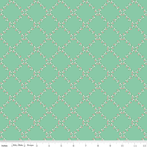 Whimsical Woodland Green Lattice Yardage by Tasha Noel for Riley Blake Designs