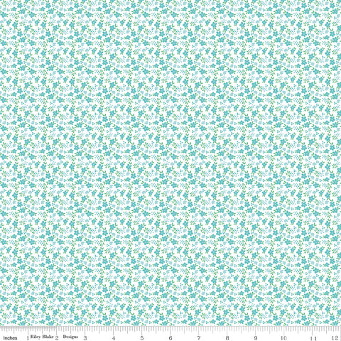 Whimsical Woodland Aqua Mini Florals Yardage by Tasha Noel for Riley Blake Designs