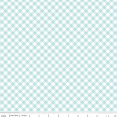 Whimsical Woodland Aqua Diagonal Gingham Yardage by Tasha Noel for Riley Blake Designs