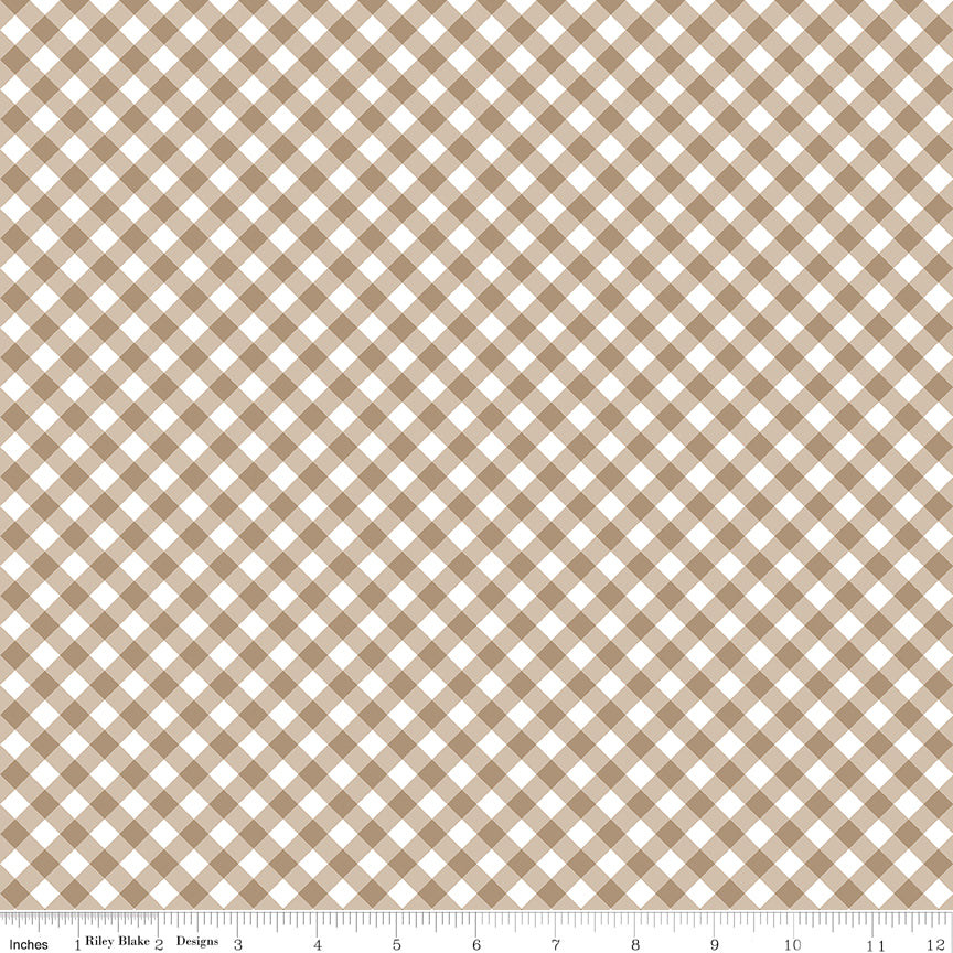 Whimsical Woodland Natural Diagonal Gingham Yardage by Tasha Noel for Riley Blake Designs