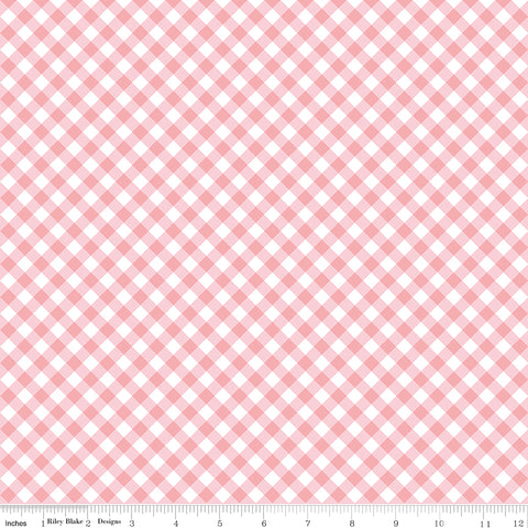 Whimsical Woodland Pink Diagonal Gingham Yardage by Tasha Noel for Riley Blake Designs