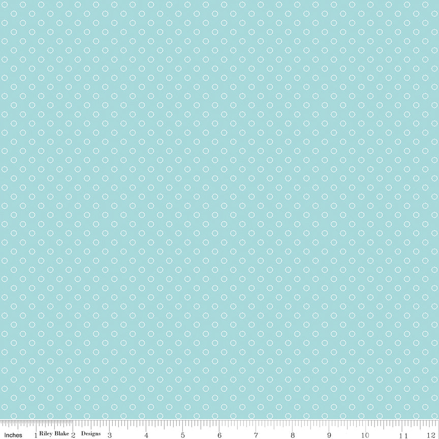 Whimsical Woodland Aqua Circle Dots Yardage by Tasha Noel for Riley Blake Designs