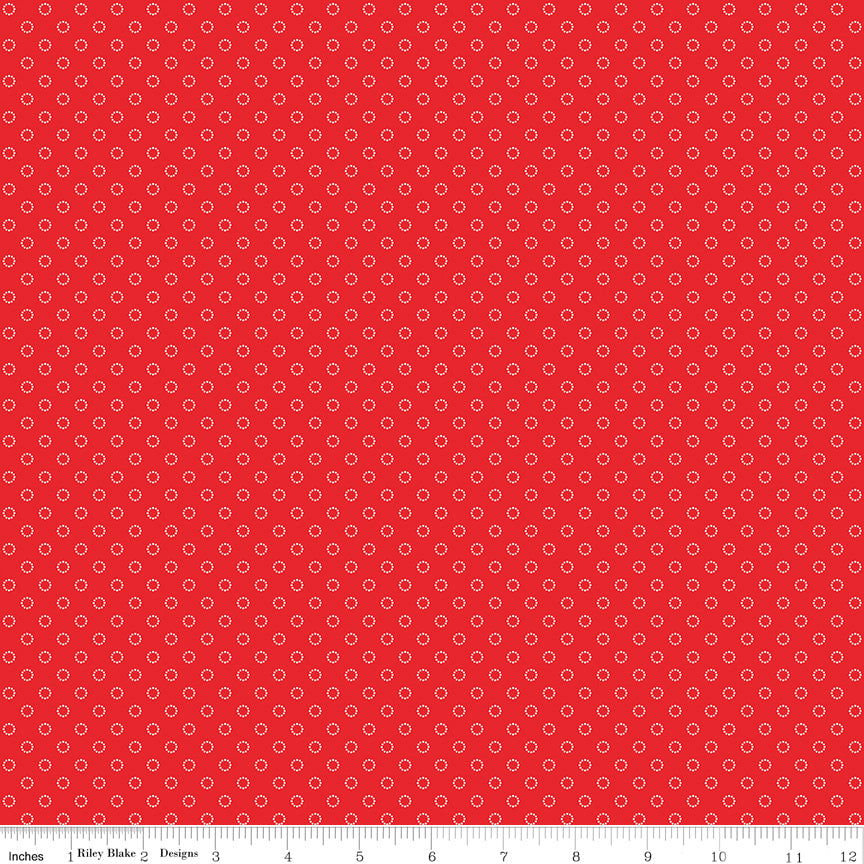 Whimsical Woodland Red Circle Dots Yardage by Tasha Noel for Riley Blake Designs