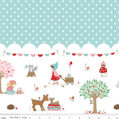Whimsical Woodland Aqua Border Print Yardage by Tasha Noel for Riley Blake Designs