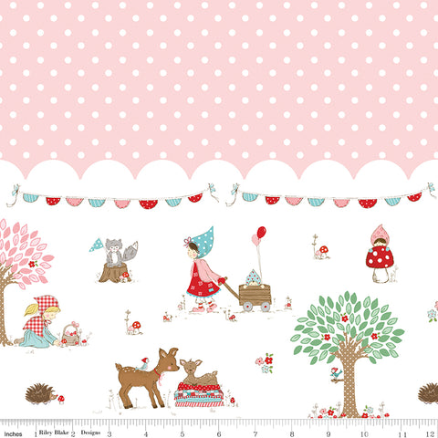 Whimsical Woodland Pink Border Print Yardage by Tasha Noel for Riley Blake Designs