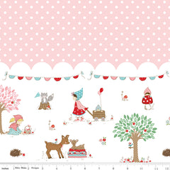 Whimsical Woodland Pink Border Print Yardage by Tasha Noel for Riley Blake Designs