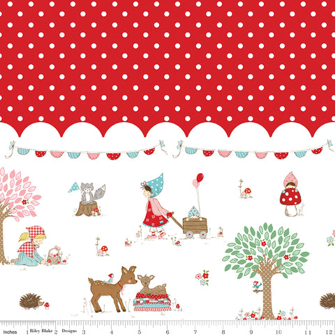 Whimsical Woodland Red Border Print Yardage by Tasha Noel for Riley Blake Designs
