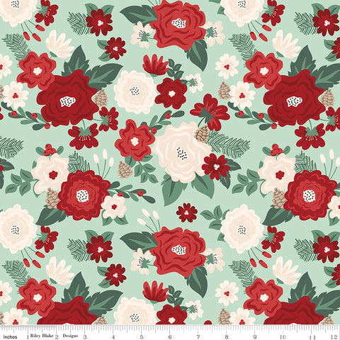 Evergreen Wishes Mint Main Yardage by Traci Reed for Riley Blake Designs
