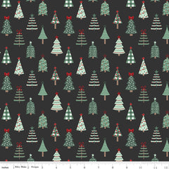 Evergreen Wishes Black Trees Yardage by Traci Reed for Riley Blake Designs