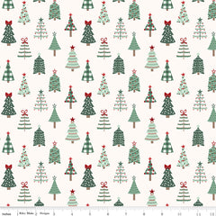 Evergreen Wishes Cream Trees Yardage by Traci Reed for Riley Blake Designs