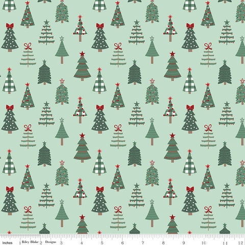 Evergreen Wishes Mint Trees Yardage by Traci Reed for Riley Blake Designs
