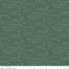 Evergreen Wishes Green Text Yardage by Traci Reed for Riley Blake Designs