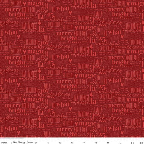 Evergreen Wishes Red Text Yardage by Traci Reed for Riley Blake Designs