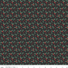 Evergreen Wishes Black Holly Berries Yardage by Traci Reed for Riley Blake Designs