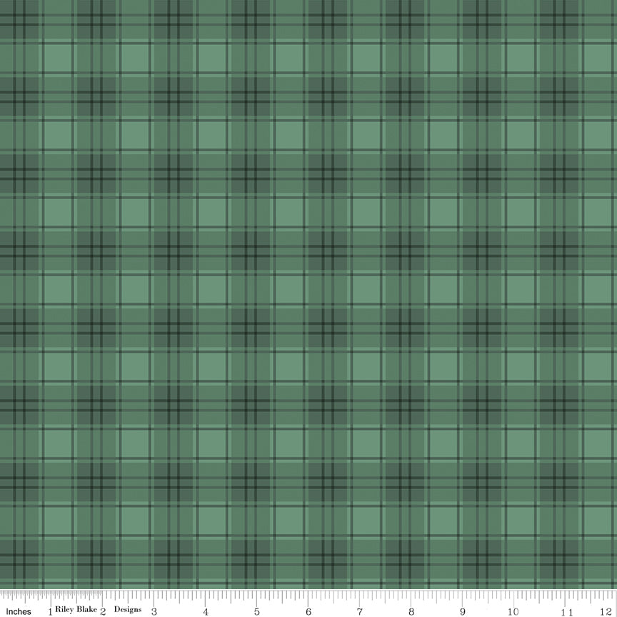 Evergreen Wishes Green Plaid Yardage by Traci Reed for Riley Blake Designs