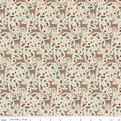 Christmas Time Linen Deer Yardage by Dani Mogstad for Riley Blake Designs