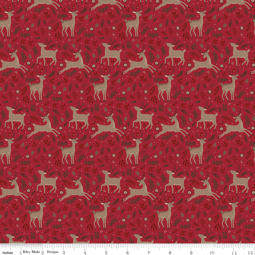 Christmas Time Red Deer Yardage by Dani Mogstad for Riley Blake Designs