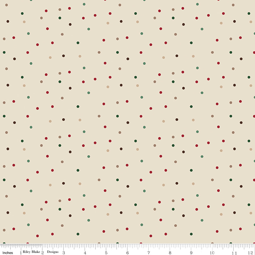 Christmas Time Linen Dots Yardage by Dani Mogstad for Riley Blake Designs