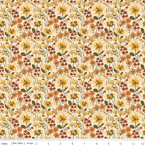 Bountiful Cream Floral Yardage by Sandy Gervais for Riley Blake Designs