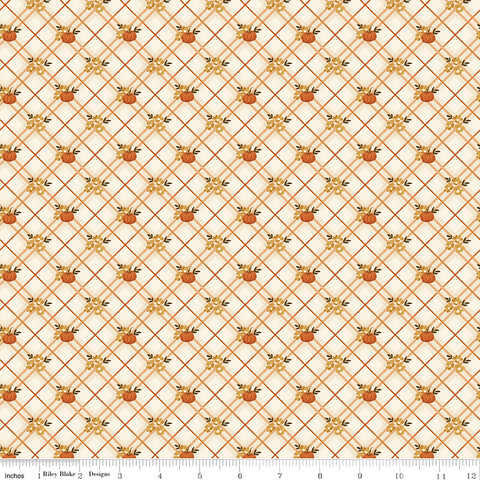Bountiful Cream Pumpkin Plaid Yardage by Sandy Gervais for Riley Blake Designs