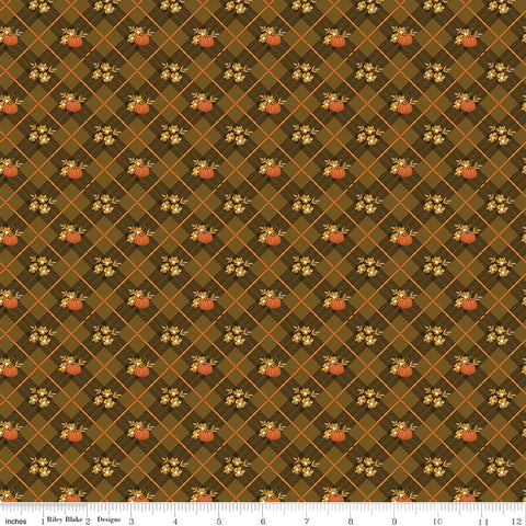 Bountiful Suede Pumpkin Plaid Yardage by Sandy Gervais for Riley Blake Designs