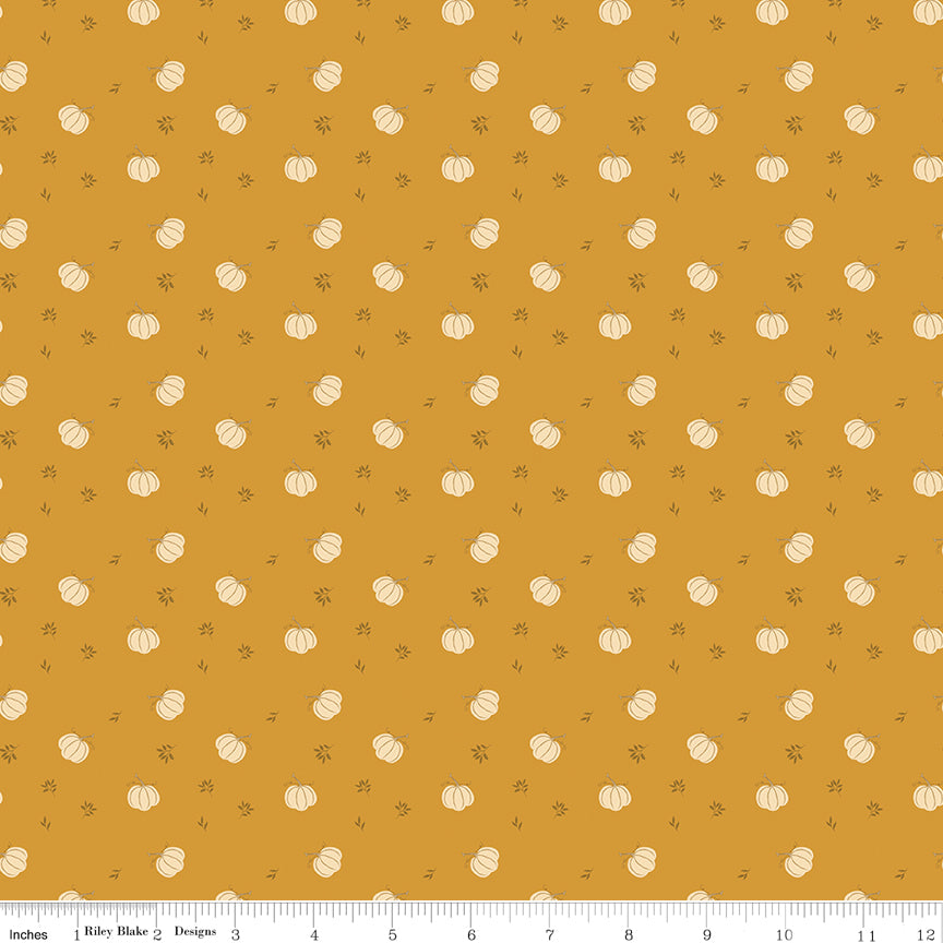 Bountiful Gold Pumpkins Yardage by Sandy Gervais for Riley Blake Designs