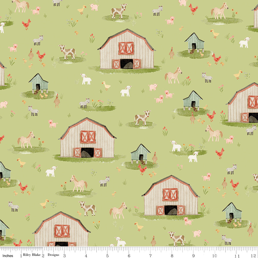 Lil' Farm Friends Honeydew Main Yardage by Kelsey Carlson for Riley Blake Designs