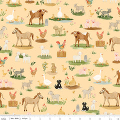 Lil' Farm Friends Butter Animals On The Farm Yardage by Kelsey Carlson for Riley Blake Designs