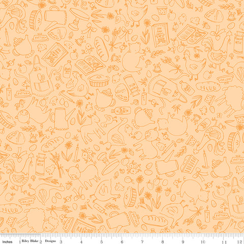 Lil' Farm Friends Butter Farm Outlines Yardage by Kelsey Carlson for Riley Blake Designs