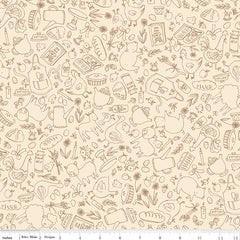 Lil' Farm Friends Cream Farm Outlines Yardage by Kelsey Carlson for Riley Blake Designs
