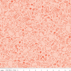 Lil' Farm Friends Pink Farm Outlines Yardage by Kelsey Carlson for Riley Blake Designs