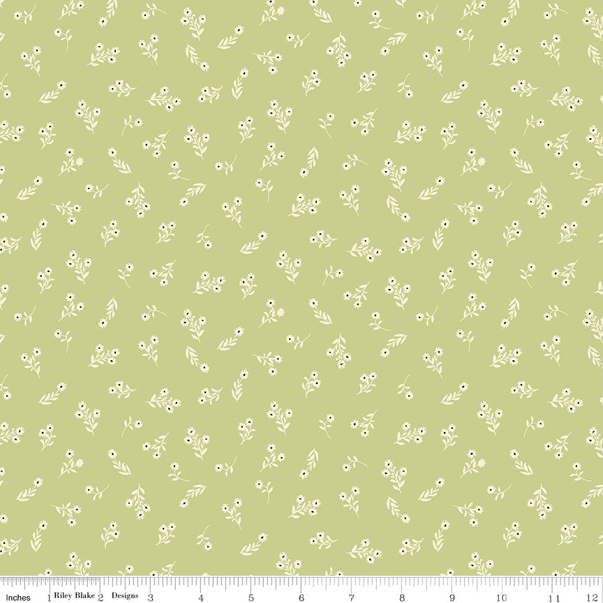 Lil' Farm Friends Honeydew Posies Yardage by Kelsey Carlson for Riley Blake Designs