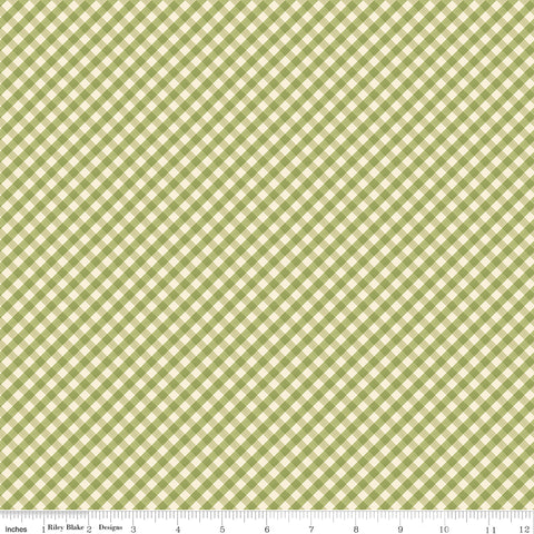 Lil' Farm Friends Green Gingham Yardage by Kelsey Carlson for Riley Blake Designs