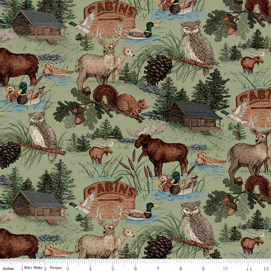 Whispering Pines Green Main Yardage by RBD Designers for Riley Blake Designs