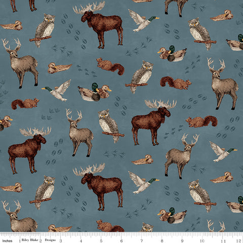 Whispering Pines Blue Animal Toss Yardage by RBD Designers for Riley Blake Designs