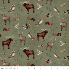 Whispering Pines Green Animal Toss Yardage by RBD Designers for Riley Blake Designs