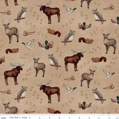 Whispering Pines Tan Animal Toss Yardage by RBD Designers for Riley Blake Designs