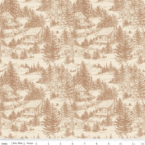 Whispering Pines Brown Cabins Yardage by RBD Designers for Riley Blake Designs