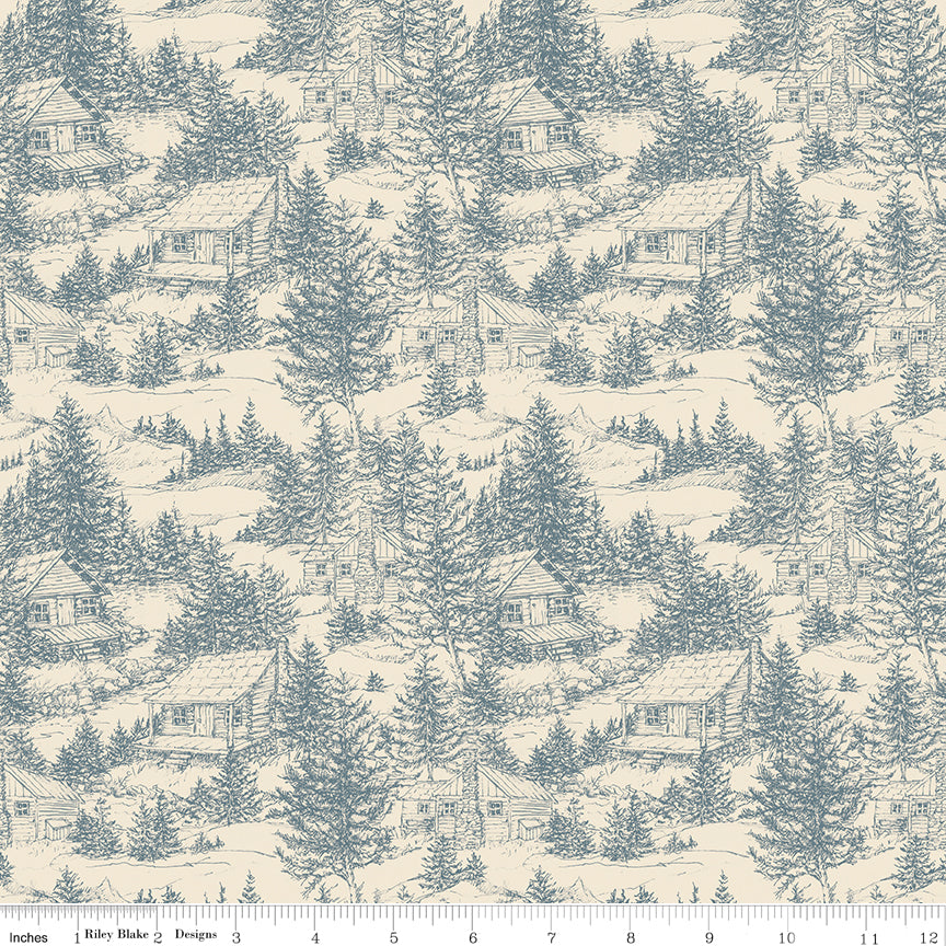 Whispering Pines Cream Cabins Yardage by RBD Designers for Riley Blake Designs