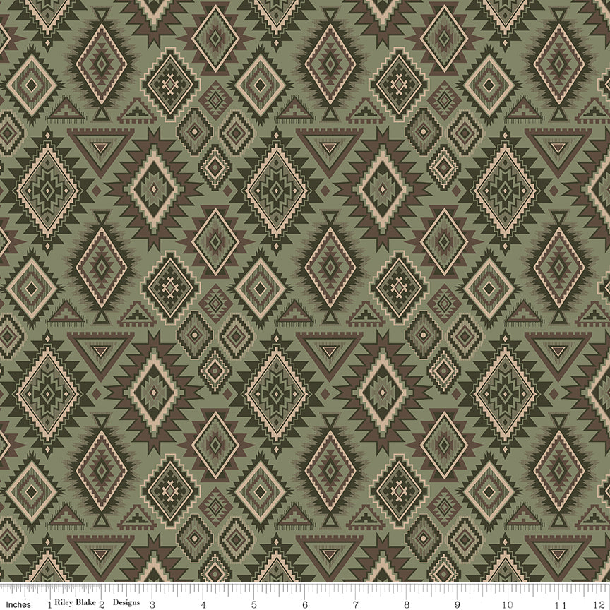 Whispering Pines Green Geometric Yardage by RBD Designers for Riley Blake Designs