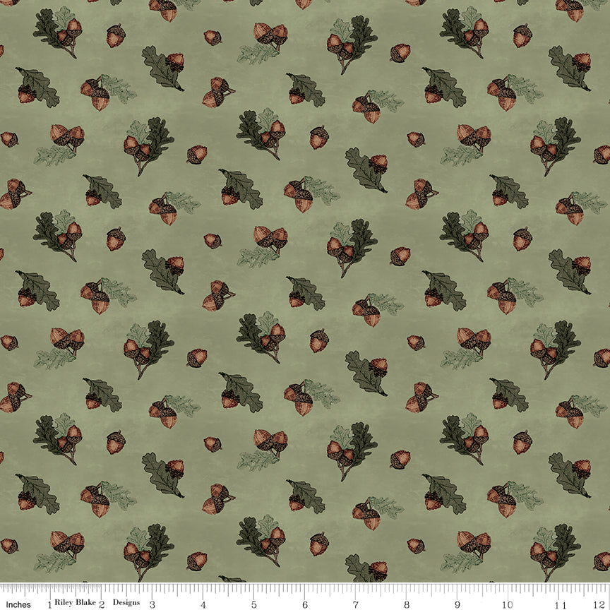 Whispering Pines Green Acorns Yardage by RBD Designers for Riley Blake Designs