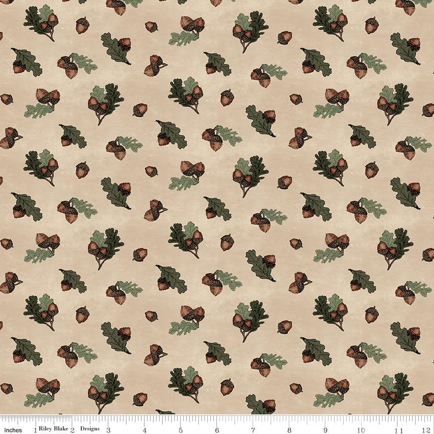 Whispering Pines Tan Acorns Yardage by RBD Designers for Riley Blake Designs