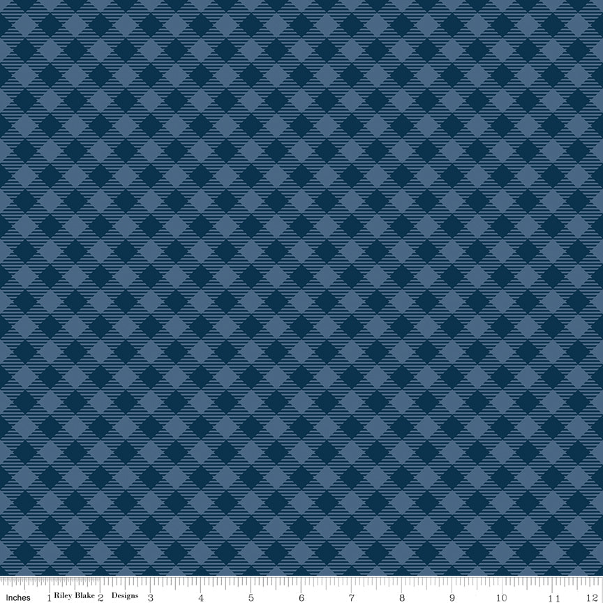 Denim & Daisy Oxford Blue Gingham Yardage by Lori Holt for Riley Blake Designs