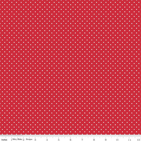 Swiss Dot White on Red Yardage by Riley Blake Designs