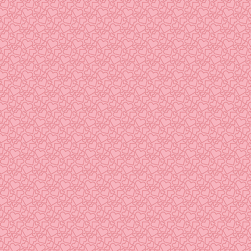 Seasonal Basics Pink Heart Outlines Yardage by Christopher Thompson for Riley Blake Designs
