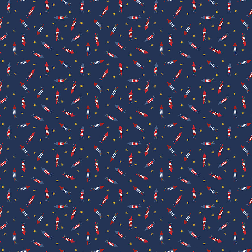 Seasonal Basics Navy Pop Boom Bang Yardage by Christopher Thompson for Riley Blake Designs