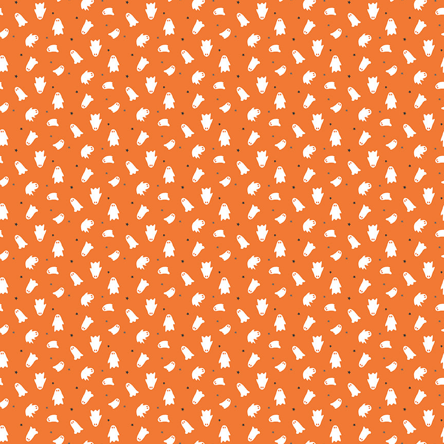 Seasonal Basics Orange Ghosts Yardage by Christopher Thompson for Riley Blake Designs